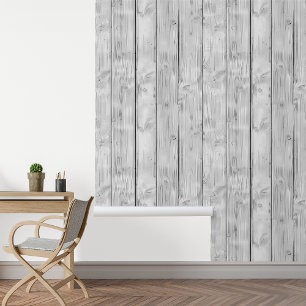 White Wood Planks Wallpaper