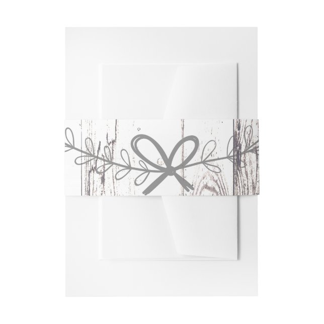 White Wood Rustic Farmhouse Country Wedding Invitation Belly Band (Front Example)