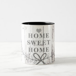White Wood Rustic Farmhouse Home Sweet Home Two-Tone Coffee Mug