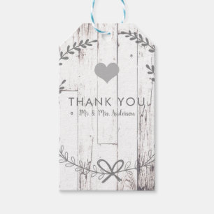 White Wood Rustic Farmhouse Monogram Wedding Favou Gift Tags