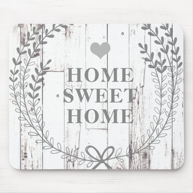 White Wood Rustic Farmhouse Shabby Chic Custom Mouse Mat (Front)