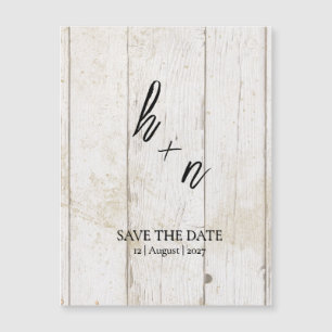 White Wood Save the Date Minimalistic Initials