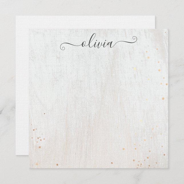 White Wood Signature Script Note Card (Front/Back)