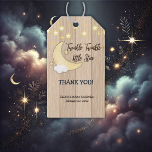 White Wood Twinkle Twinkle Little Star Baby Shower Gift Tags