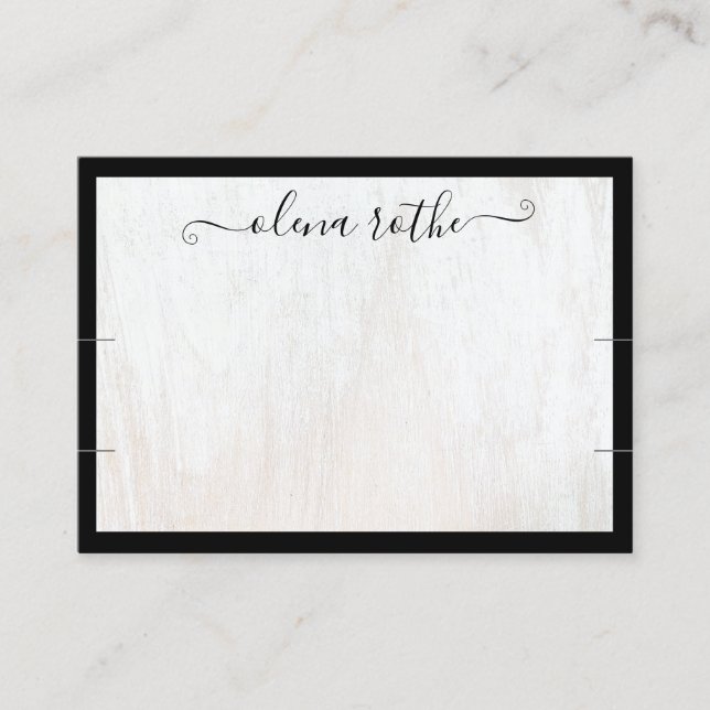 White Wood Two Bracelet  Black Border Display Calling Card (Front)