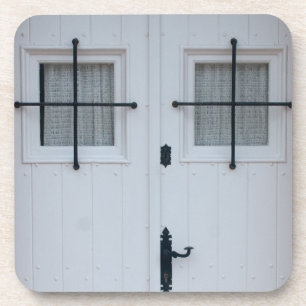 White Wooden Door With Black Wrought Iron Works Coaster
