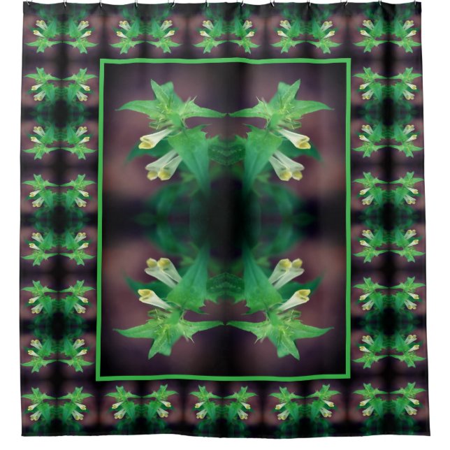 White Woodland Wildflower Floral Art Pattern Shower Curtain (Front)