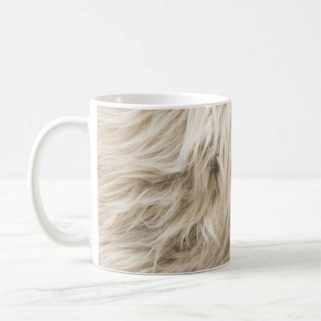 White Wool Fluffy Texture Background Coffee Mug (Left)