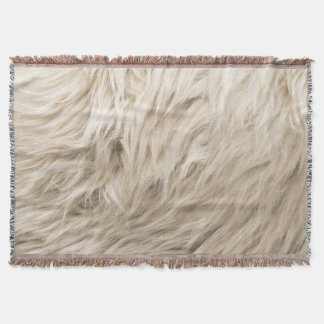 White Wool Fluffy Texture Background Throw Blanket