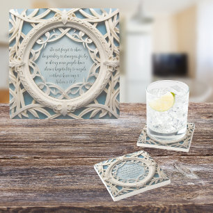White Woven Frame Customisable Verse Stone Coaster