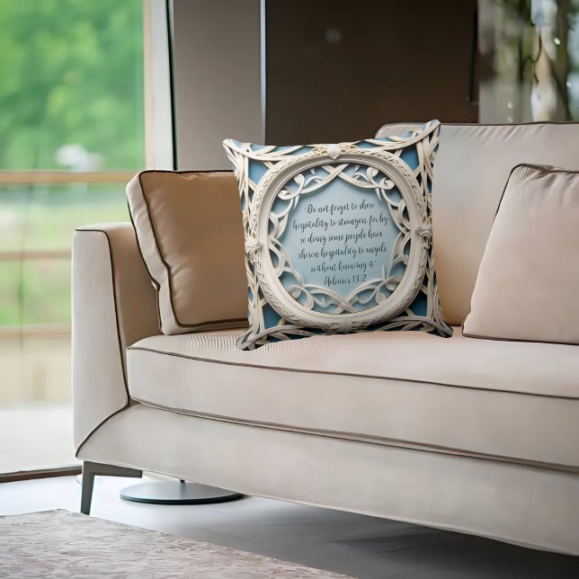 White Woven Frame Customisable Verse Throw Pillow (Creator Uploaded)
