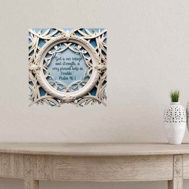 White Woven Frame on Blue Bible Verses  Poster (Creator Uploaded)