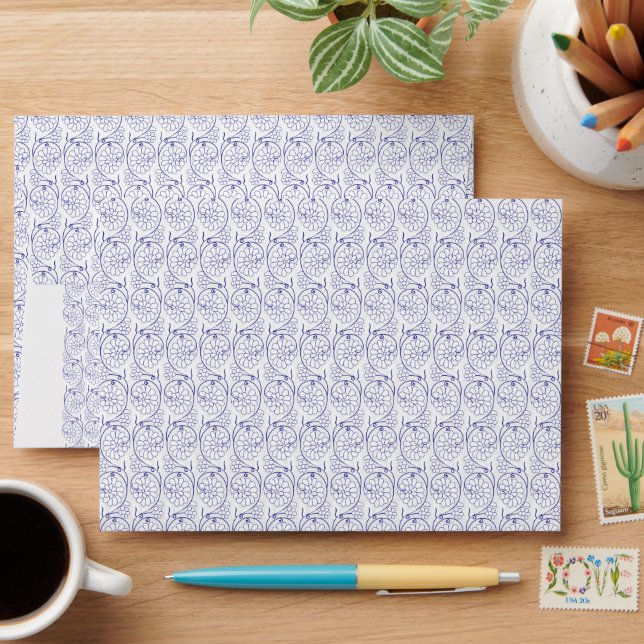White wrapping paper with a subtle, repeating patt envelope (Desk)