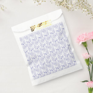 White wrapping paper with a subtle, repeating patt favour bags