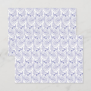 White wrapping paper with a subtle, repeating patt thank you card