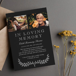 White Wreath Photo In Loving Memory Announcement