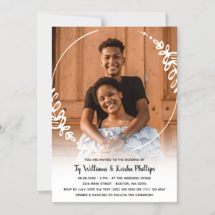 White Wreath Photo Wedding  Magnetic Invitation