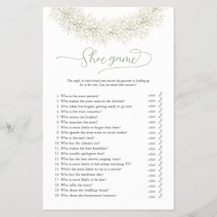 White Wreath Shoe Bridal Shower Game Flyer