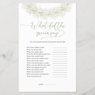 White Wreath What Did The Groom Say Game Flyer