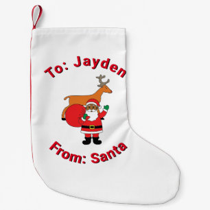 White Xmas From Santa Custom Name African American Small Christmas Stocking