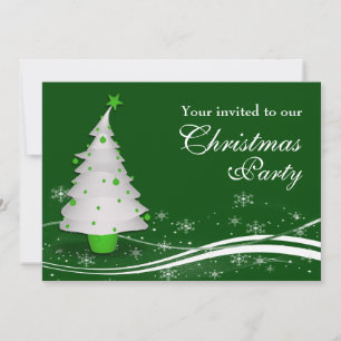 White Xmas Tree & Santa Claus Christmas Party Invitation