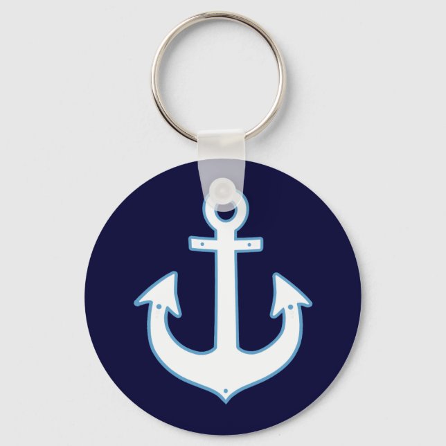 white yachting nautical anchor key ring (Front)