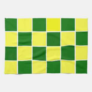 White, Yellow and Green Checkers Kitchen Towel