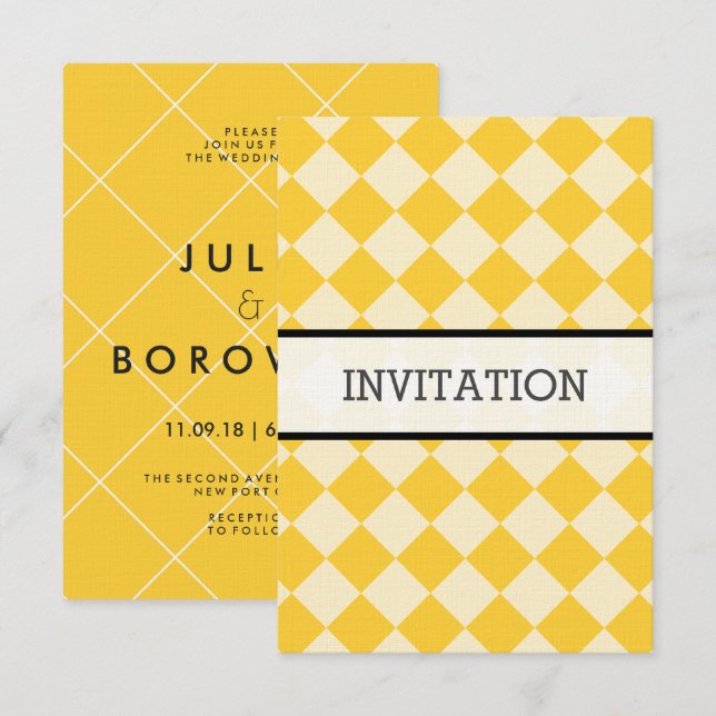 White, Yellow, black Invitation (Front/Back)