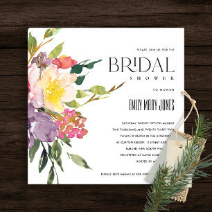 WHITE YELLOW BLUSH BURGUNDY FLORAL BRIDAL SHOWER INVITATION