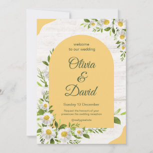 White Yellow Boho Floral Wedding Invitation