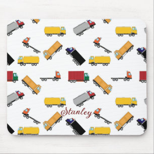 White Yellow Boys' Rusty Name Personalized Truck Mouse Mat