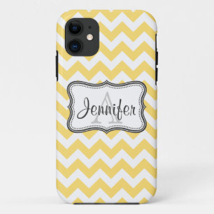 White & Yellow Chevron Monogram iPhone 5 11 Case