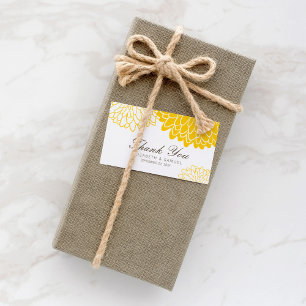 White Yellow Chrysanthemum Thank You Tag Cards