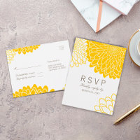 White Yellow Chrysanthemums Response RSVP Postcard