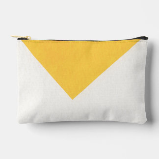 White / Yellow Colour Block Pattern Accessory Pouch
