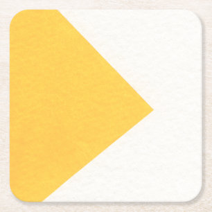 White / Yellow Colour Block Pattern Square Paper Coaster