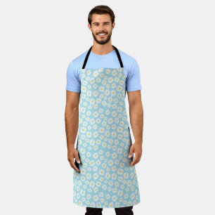 White yellow cyan daisy flower pattern apron