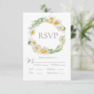 White & Yellow Daffodil Floral RSVP