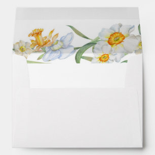White & Yellow Daffodil Watercolor Wedding Envelop Envelope