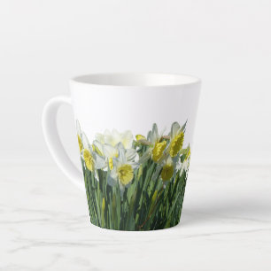 White & Yellow Daffodils Cust. BC White Latte Mug