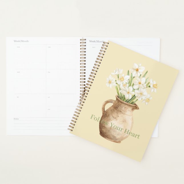 White Yellow Daffodils Floral Planner (Display)