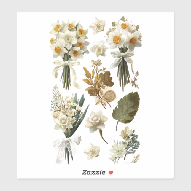 White Yellow Daffodils Spring Easter Wedding  (Sheet)