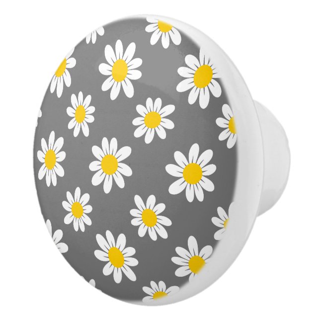 White Yellow Daisies Ceramic Knob (Right)