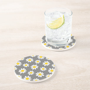 White Yellow Daisies Coaster