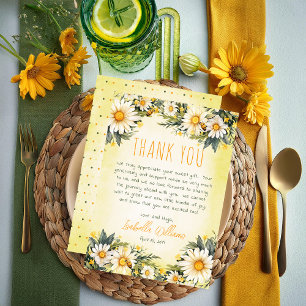 White   Yellow Daisies Floral Baby Shower Thank You Card