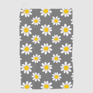 White Yellow Daisies Golf Towel