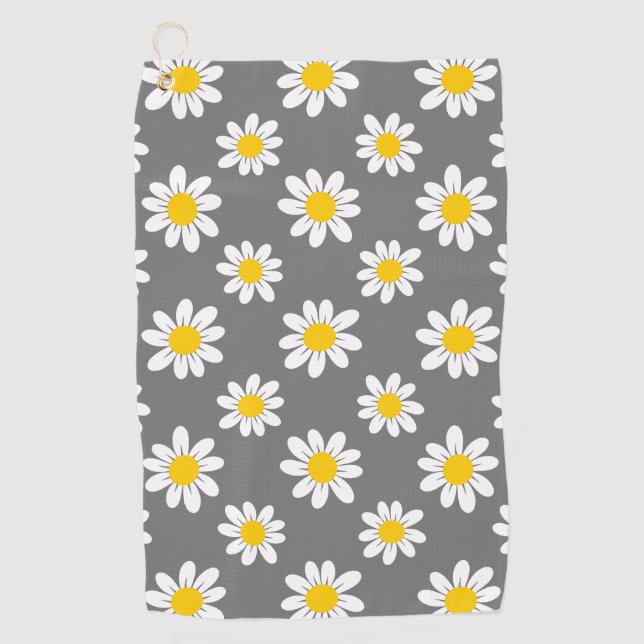 White Yellow Daisies Golf Towel (Front)