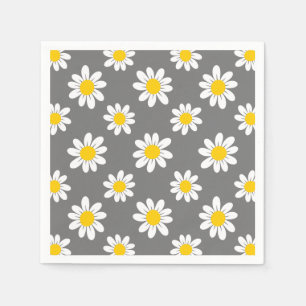 White Yellow Daisies Napkin