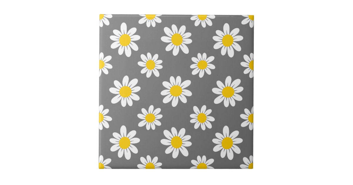 White Yellow Daisies Tile | Zazzle