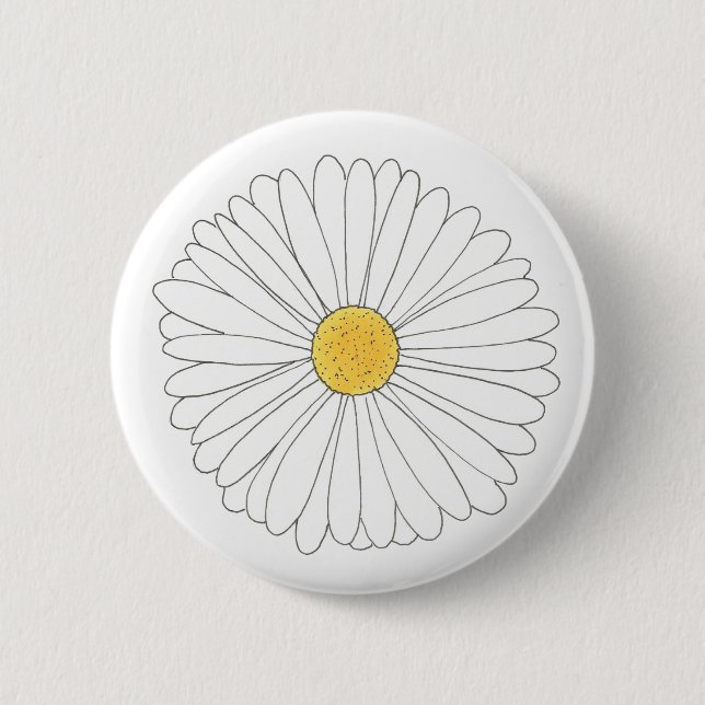 White Yellow Daisy Flower Floral Garden Party 6 Cm Round Badge (Front)
